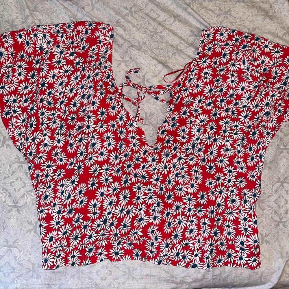 Floral open back top